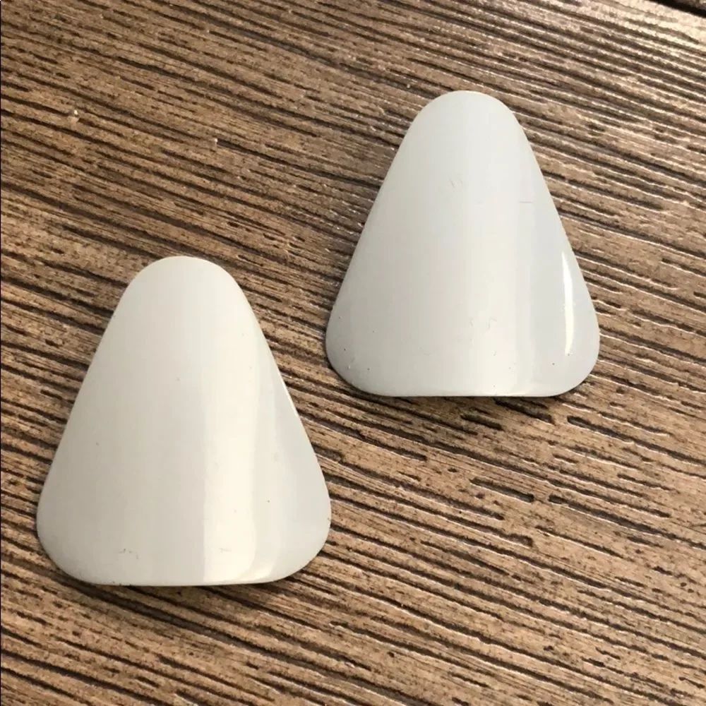 Vintage Grey Metal Rounded Triangle Earrings